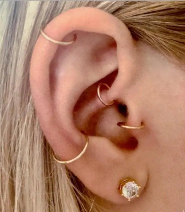 18G Clip-On Fake Lip Ring Stainless Steel Hypoallergenic Punk Non Piercing Lip Hoop 18K Gold Plated Cartilage Conch Cuff Earring