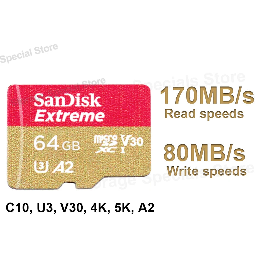 Sandisk Extreme micro Memory Card A2 U3 UHS-I Flash Cards USB3.0 4K micro SD Card for Camera GoPro DJI Nintendo Trans Flash Card