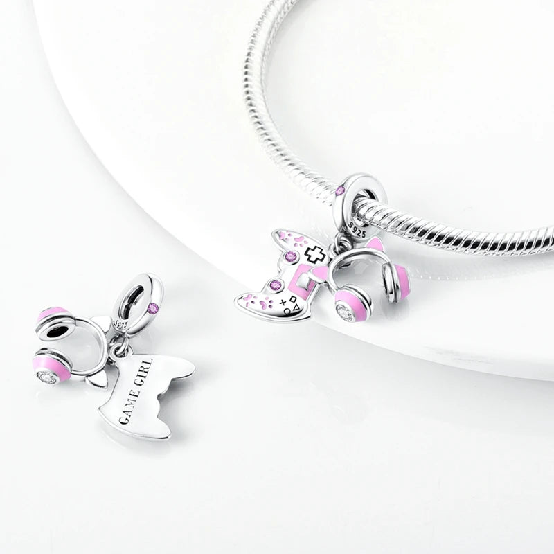 MULA Pink 925 Sterling Silver Charms Pendant Perfume Dreamcatcher Heart Love Beaded Fit Original Bracelet Women DIY Jewelry Gift
