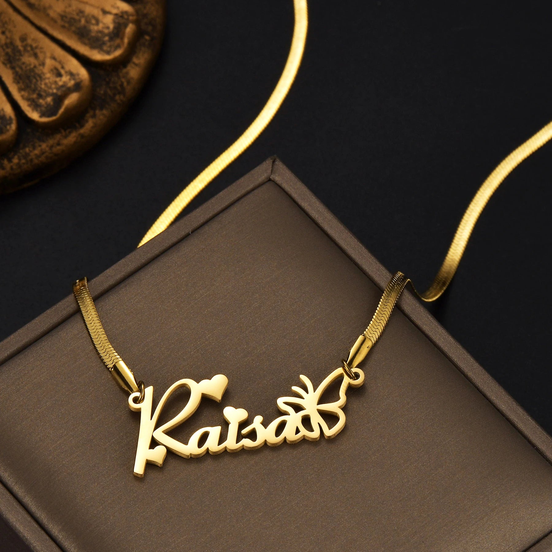 Atoztide Personalized Custom Name Necklaces for Women Stainless Steel Wave Chain Collares Pendant Mother Kids Jewelry Gift