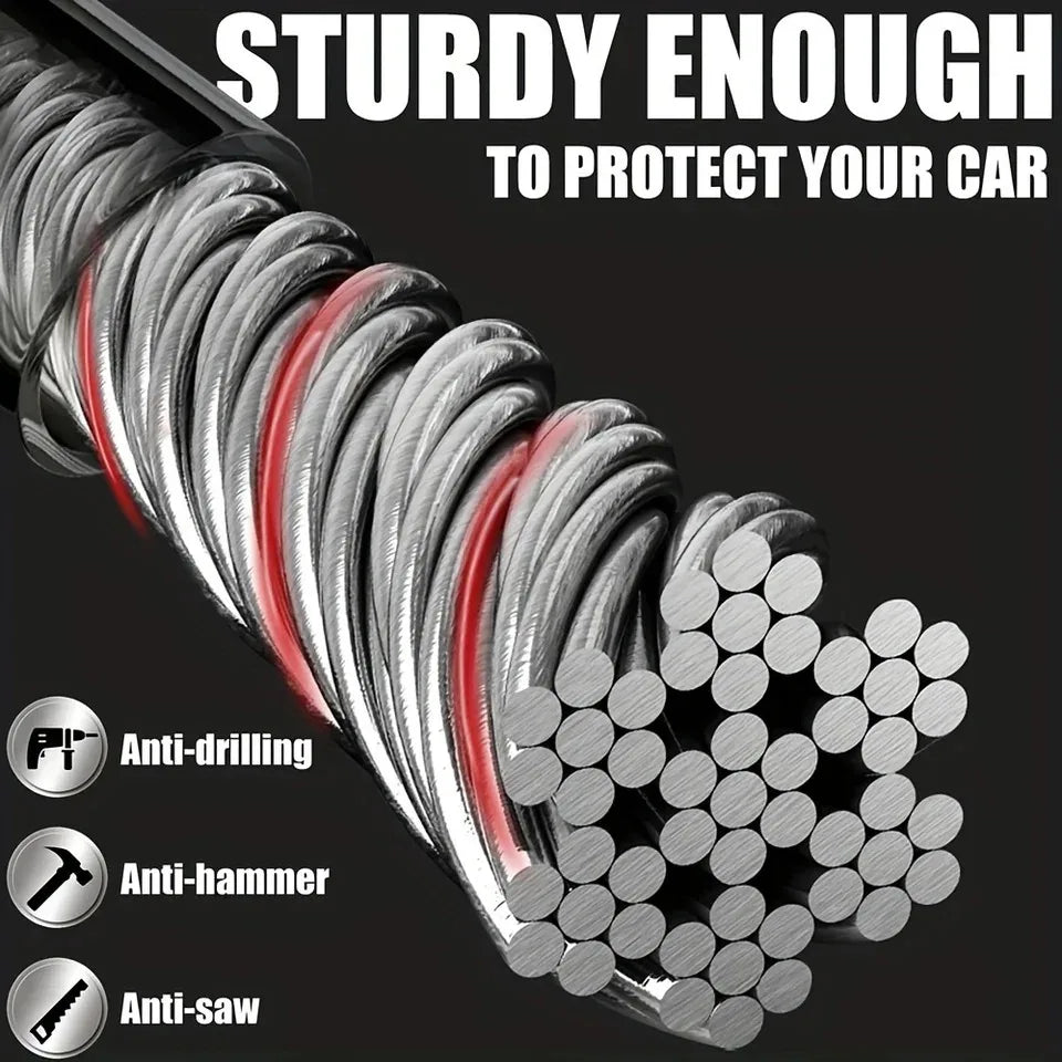 Car Steering Wheel Lock Anti-theft Steel Cable Security Device Universal Fit for Vehicles Prevent Theft Durable Security Rope