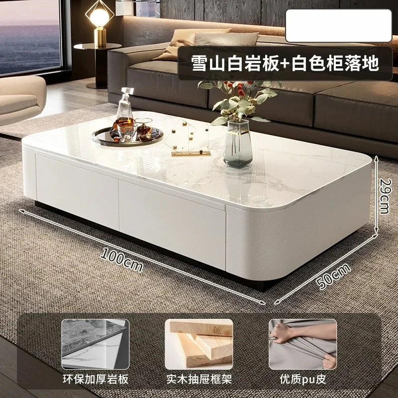 Luxury Marble Effect Coffee Tables Modern Design Square Storage Coffee Tables Minimalist Aesthetic Stolik Kawowy Home Furniture