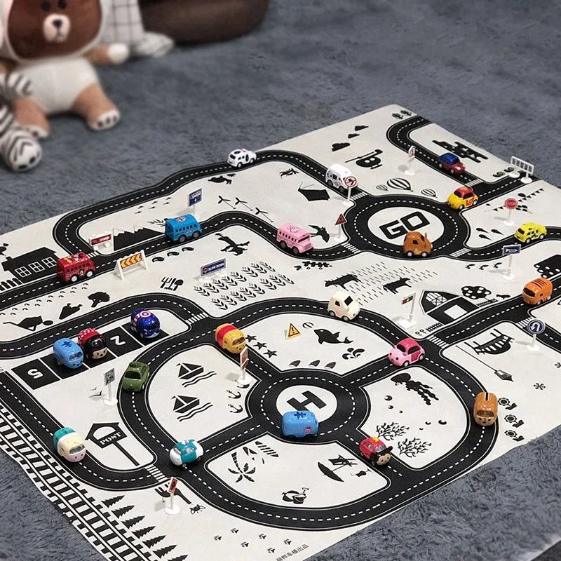 83*58cm/130*100cm Road Mat Children Traffic Car Map Educational Toy Road Plastic Carpet Playmat For Mats City Kids Toys Games