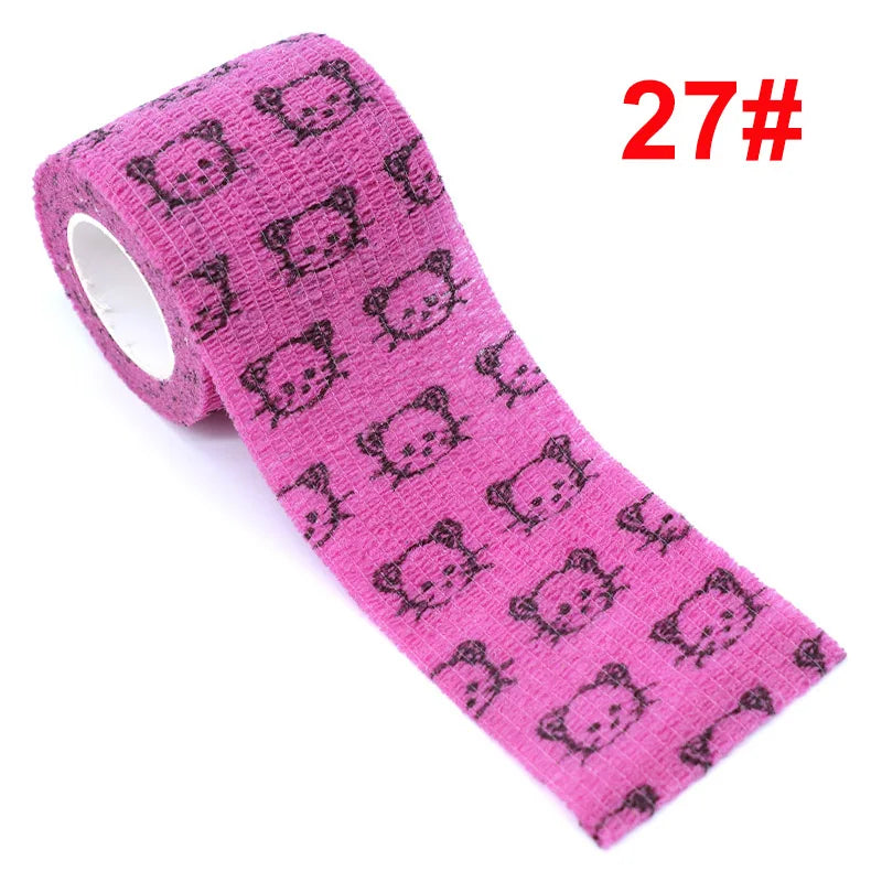 Animal Pattern Printed Self Adhesive Elastic Bandage 4.5m Sports Wrap Tape for Finger Joint Knee First Aid Kit Pet Tape