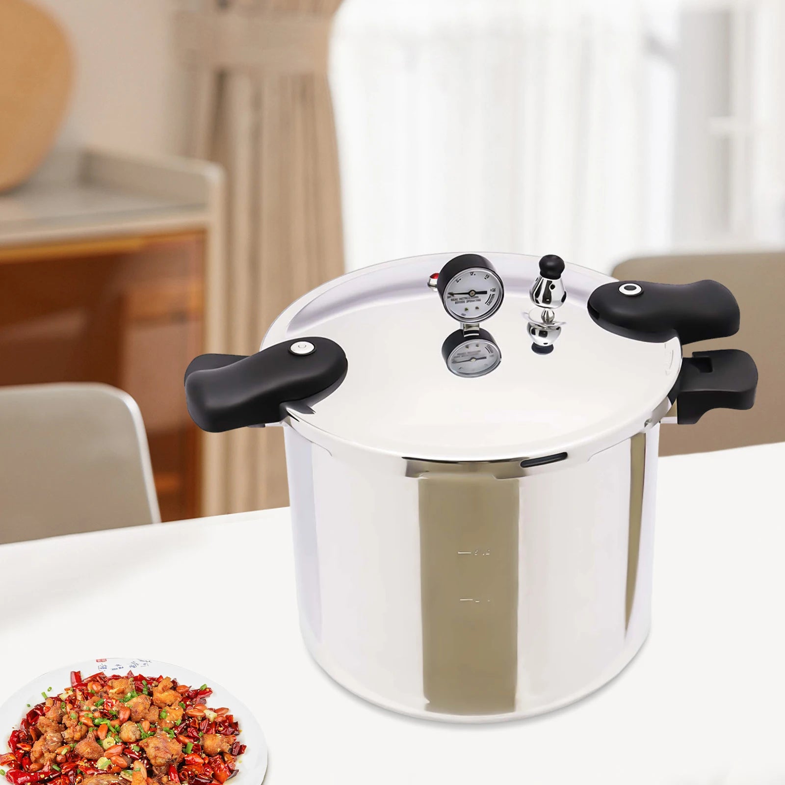 22L Large Capacities Pressure Cooker 90Kpa Commercial Stainless Steel Explosion-Proof Pressure Cooker For Gas Stoves 32*28cm