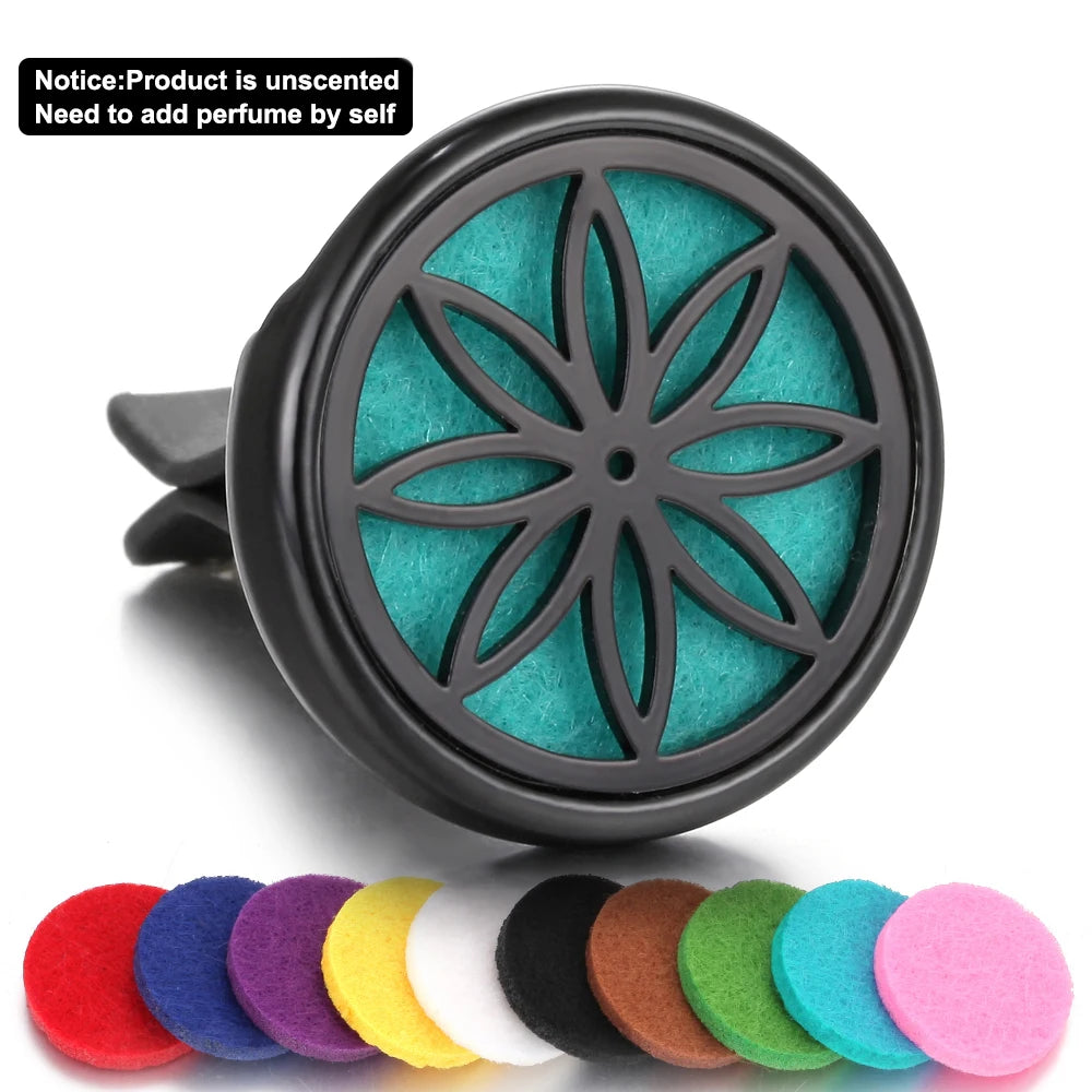 Black Perfume Diffuser Clip Auto Vent Car Air Freshener Alloy Stainless Steel Aroma Aromatherapy Essential Oil Diffuser Locket