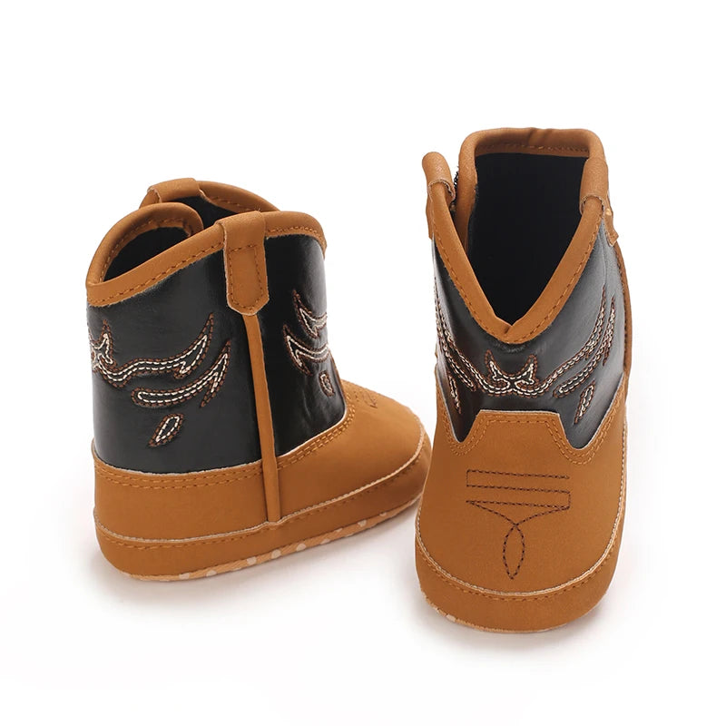 Western Cowboy Princess Baby Boots 0-18M Infant Pre-Walker Shoes Soft Sole Embroidered Footwear for Newborn Girls