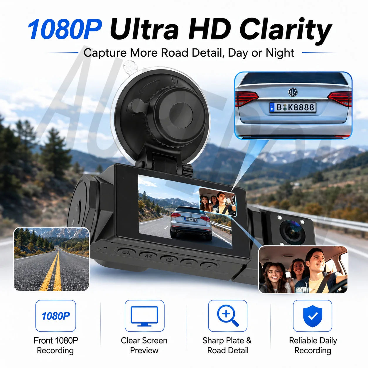 Dash Cam for Car 3 Channel Front Rear Camera 1080P WIFI Video Recorder Dashcam Car DVR Night Vision G-sensor Car Accessories