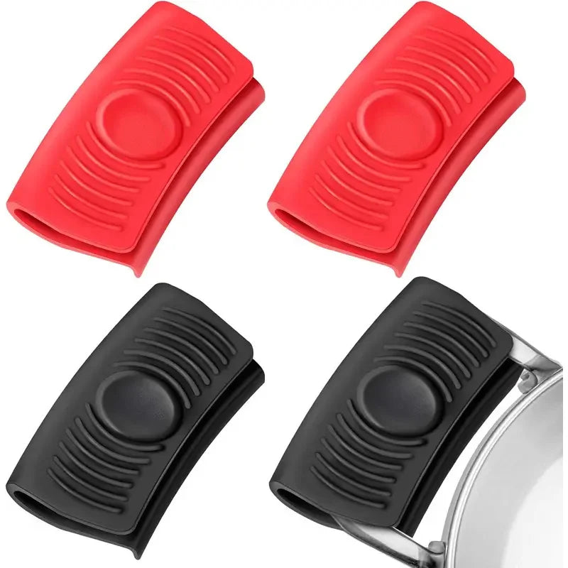 2pcs Silicone Anti-Scald Pot Handle Grip Cover Anti-slip Heat Resistant Pot Clip Holder Sleeve for Frying Cast Iron Skillet Pan