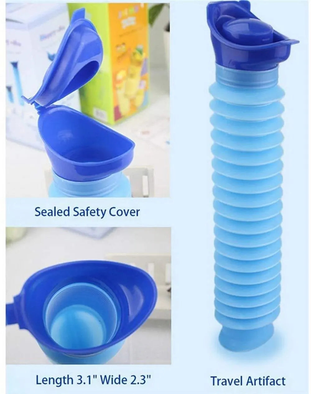 1set Urinal Car Urinal Bucket Outdoor Standing Urine Emergency Travel Portable Reusable Shrinkable Camping Toilet Urine Leak