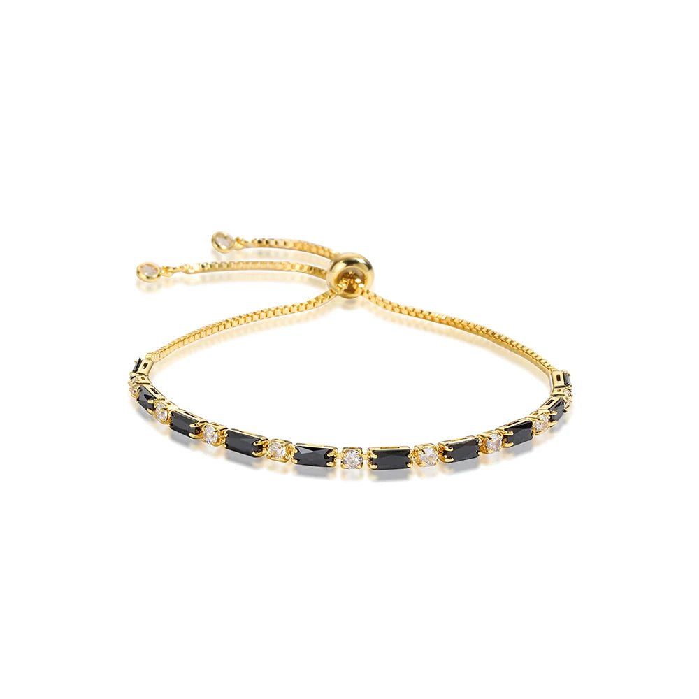 Black Crystal Tennis Bracelets for Women & Men Luxury Iced Out Cubic Zirconia Adjustable Bracelet on Hand Hippie Jewelry