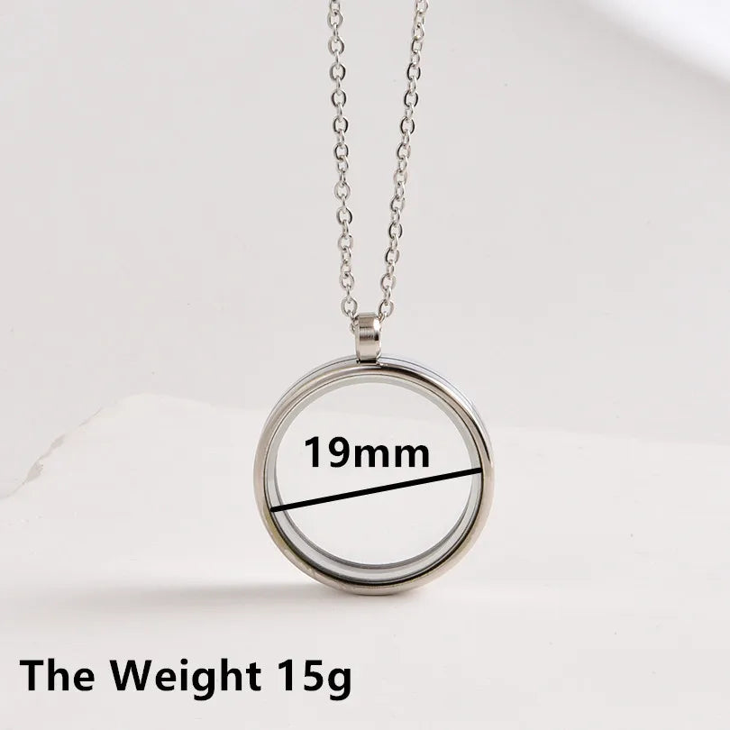 1Pc Inner Size 10-40mm Round Glass Memory Coin Holder Locket Pendant Necklaces Floating Living Relicario Collares Jewelry Bulk