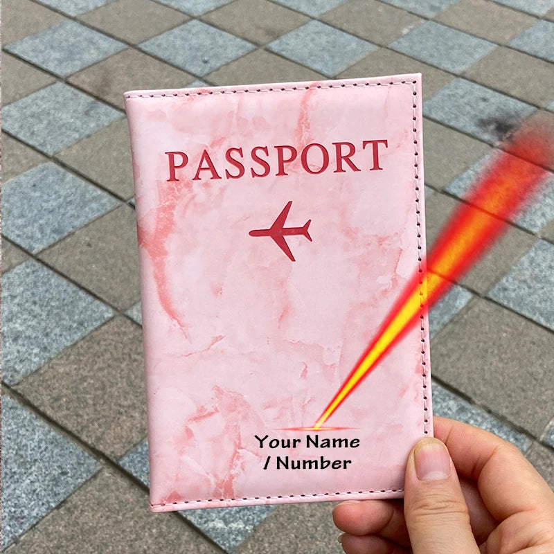 Laser Engraving Customize Name Passport Holder Travel Wallet Marble Patten Case for Passports Passport Cover With Personal Names