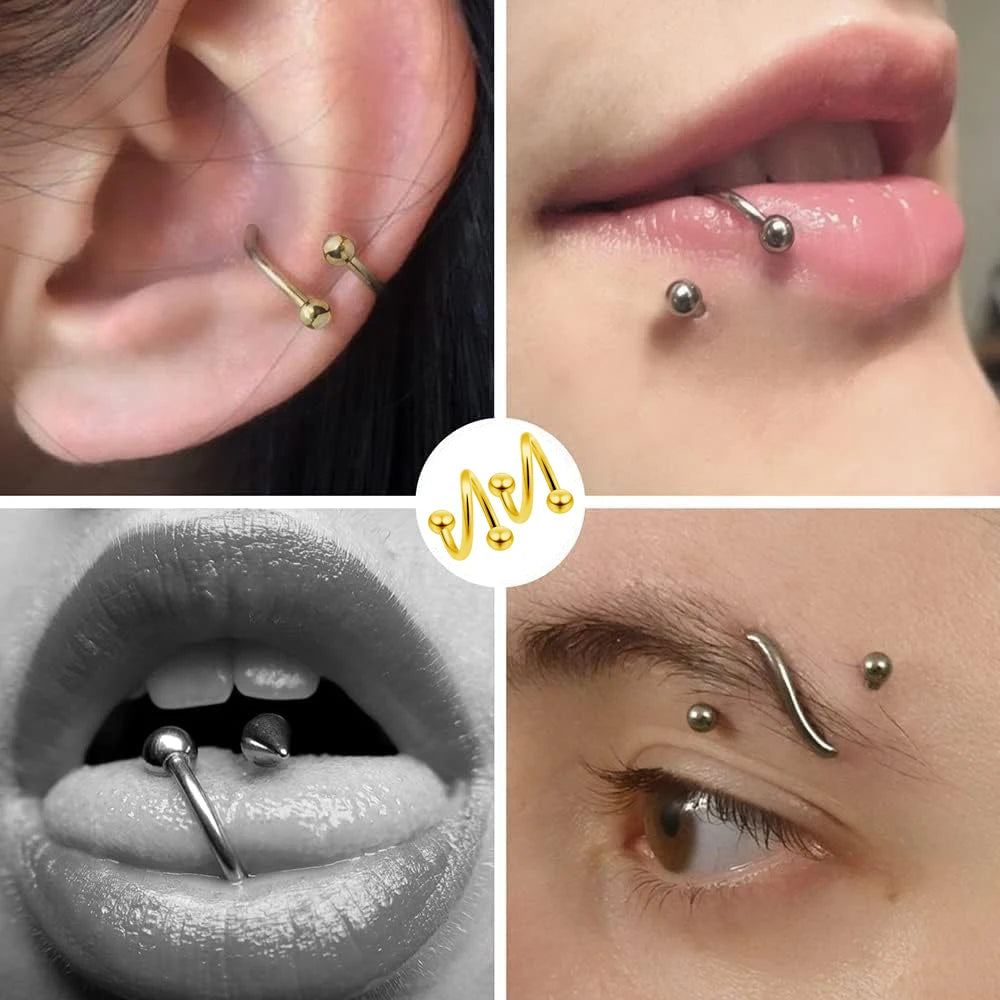 Women's Spiral Earrings Piercing Jewelry Multi-Use Body Jewelry - Lips Nose Septum Tragus Rook Labret Cartilage Hoop Rings Gift