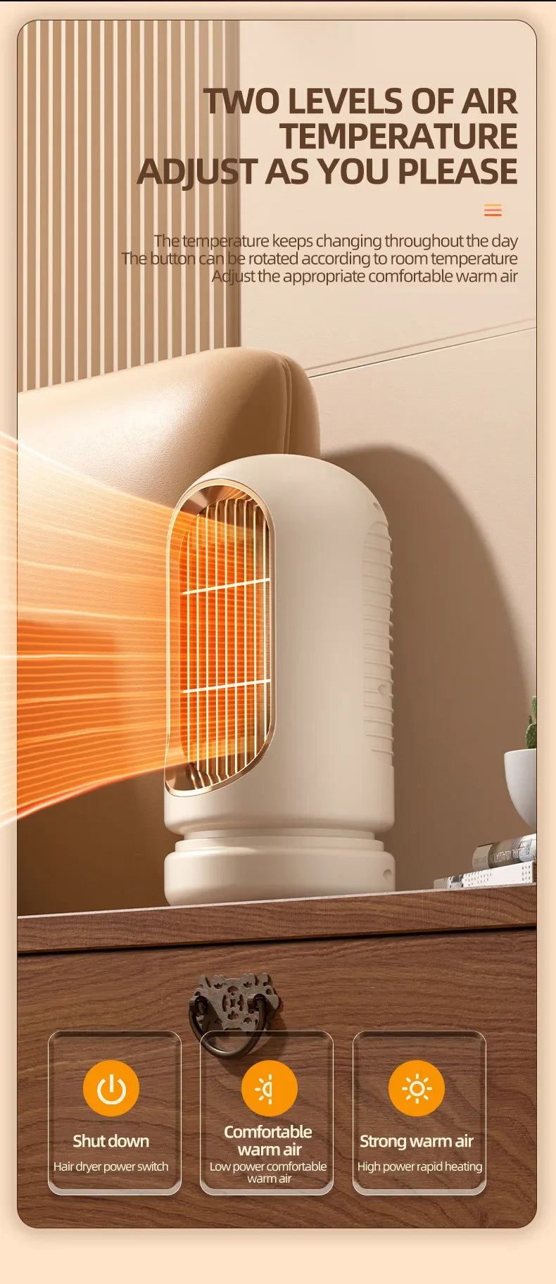 Small Household Heater Lasting Constant Temperature Quickly Add Safety and Energy Saving Power Off Protection Electric Heater