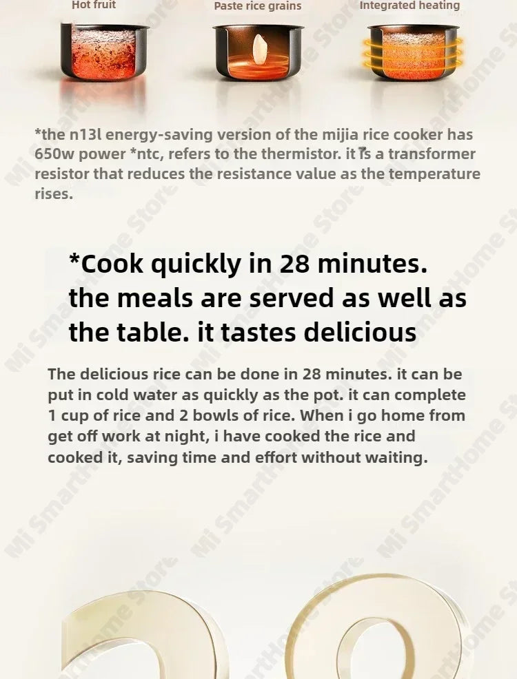 Xiaomi Mi Rice Cooker N1 3L Energy-saving Version 9 Stage Cooking Dual Engine Anti Overflow 6-Layer Composite Liner MFB13A0