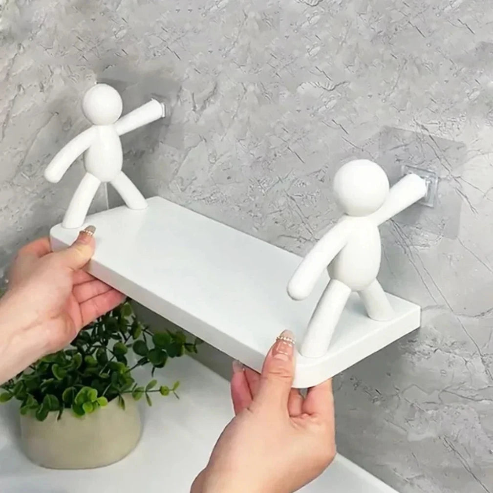 2025 Self-adhesive Bathroom Shampoo Storage Racks Plastic Shelf Storage Organization Shelves Support Holder