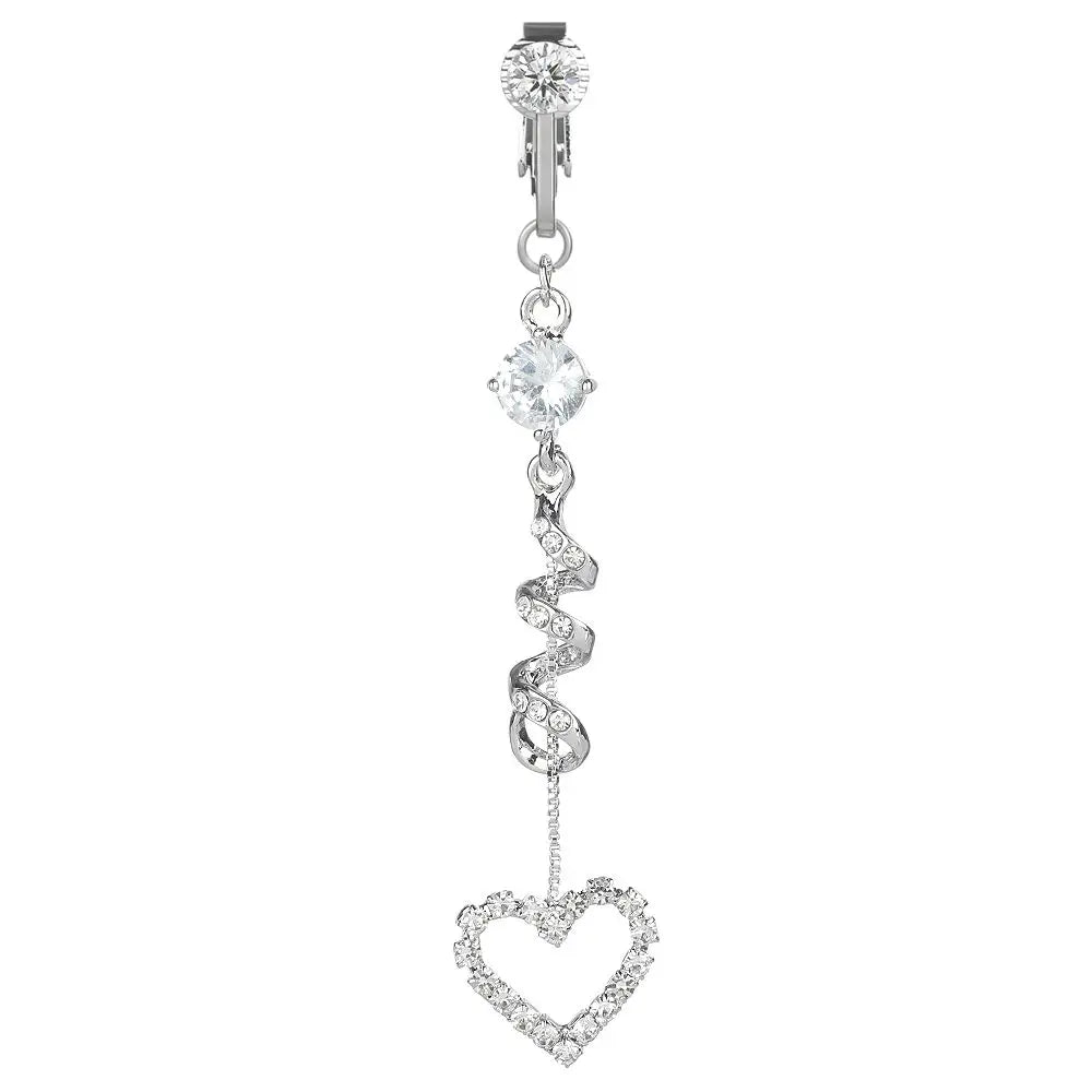 Faux Fake Belly Butterfly Fake Belly Piercing Heart Clip On Umbilical Navel Fake Pircing Moon Star Leaves Cartilage Earring Clip