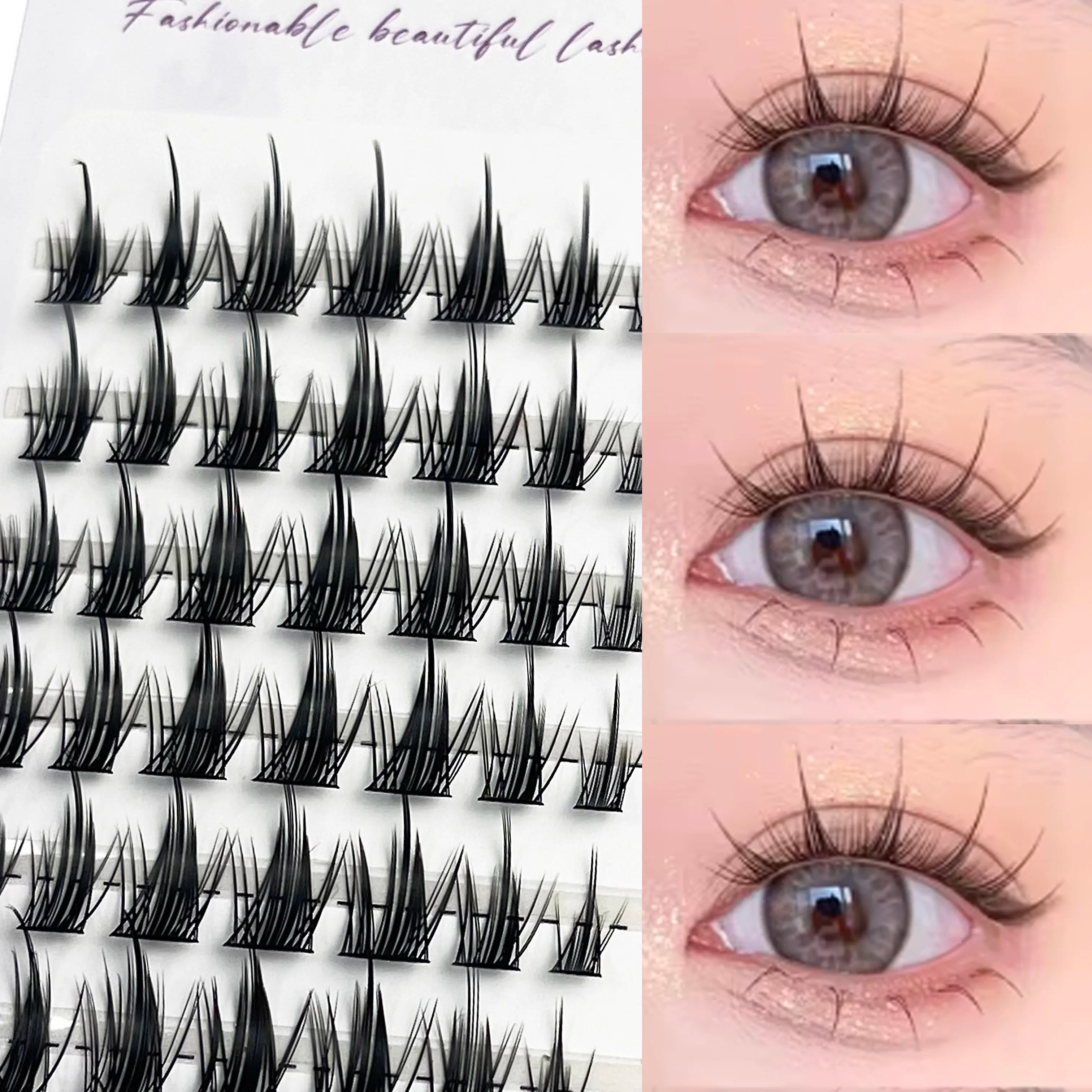 1/box 120 bundles Mink False Eyelash Natural Fishtail Lash 3D Russian Individual Eyelash Extension Cluster Makeup Tool Wholesale