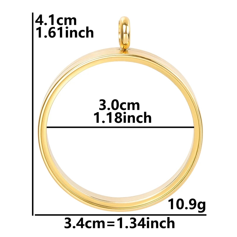 1Pc Stainless Steel Round Reliquary Photo Coin Holder Locket Pendant Openable Glass Cremation Urn Relicario Colgantes Jewelry