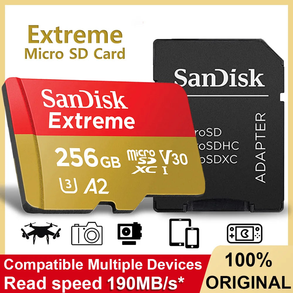 Sandisk Extreme micro Memory Card A2 U3 UHS-I Flash Cards USB3.0 4K micro SD Card for Camera GoPro DJI Nintendo Trans Flash Card