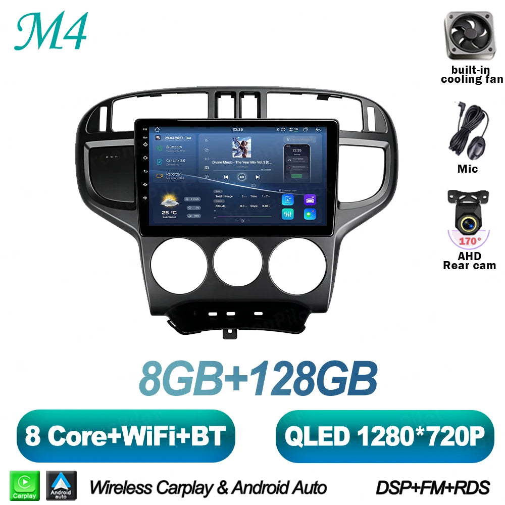 Android 16 For Hyundai Matrix 2001-2010 Car Radio Stereo Head Unit Multimedia Video Player GPS Navigation 2K QLED 9 Inch 5G RDS