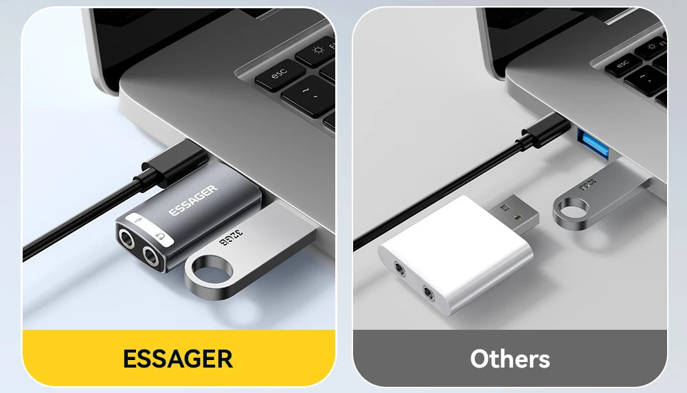 Essager External USB Sound Card To 3.5mm Mic Headphone Jack Stereo Headset Audio Microphone Adapter Speaker Interface For Laptop