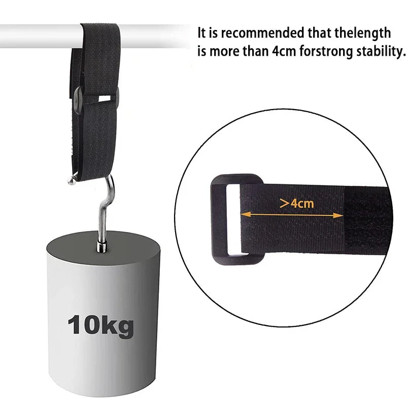 2M Reusable Nylon Hook Loop Fastening Cable Tape Cut-to-Length Self-Adhesive Securing Strap With Buckle For Organizer Or Storage