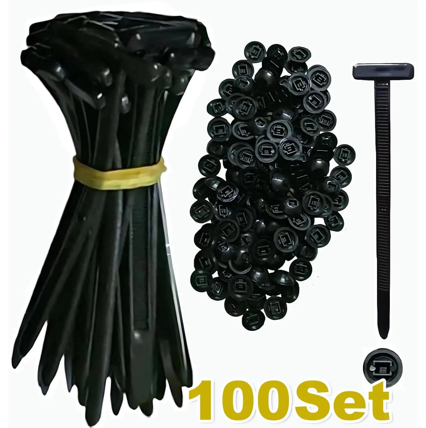 Universal Nylon Cable Tie Buckle Auto Fastener Screw Replacement Clip Car Fender Trunk Engine Guard Panel Wire Management Secure