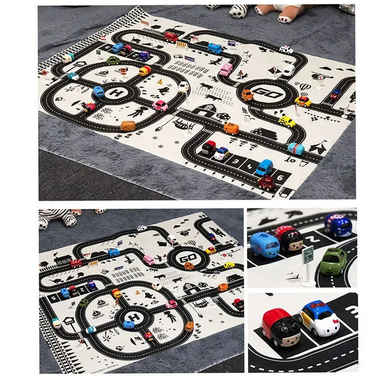 83*58cm/130*100cm Road Mat Children Traffic Car Map Educational Toy Road Plastic Carpet Playmat For Mats City Kids Toys Games