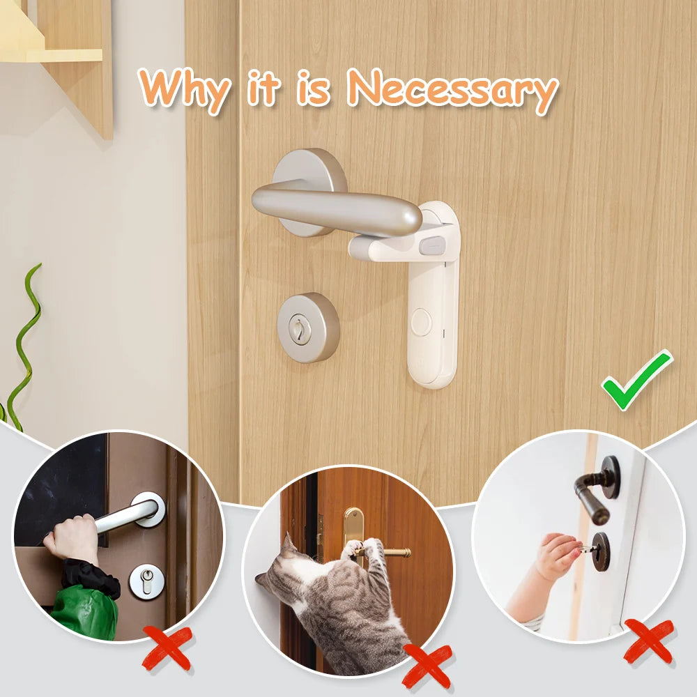 Baby Proofing Door Handle Lock,Childproofing Door Knob Lock Easy to Install and Use Door Lever Lock