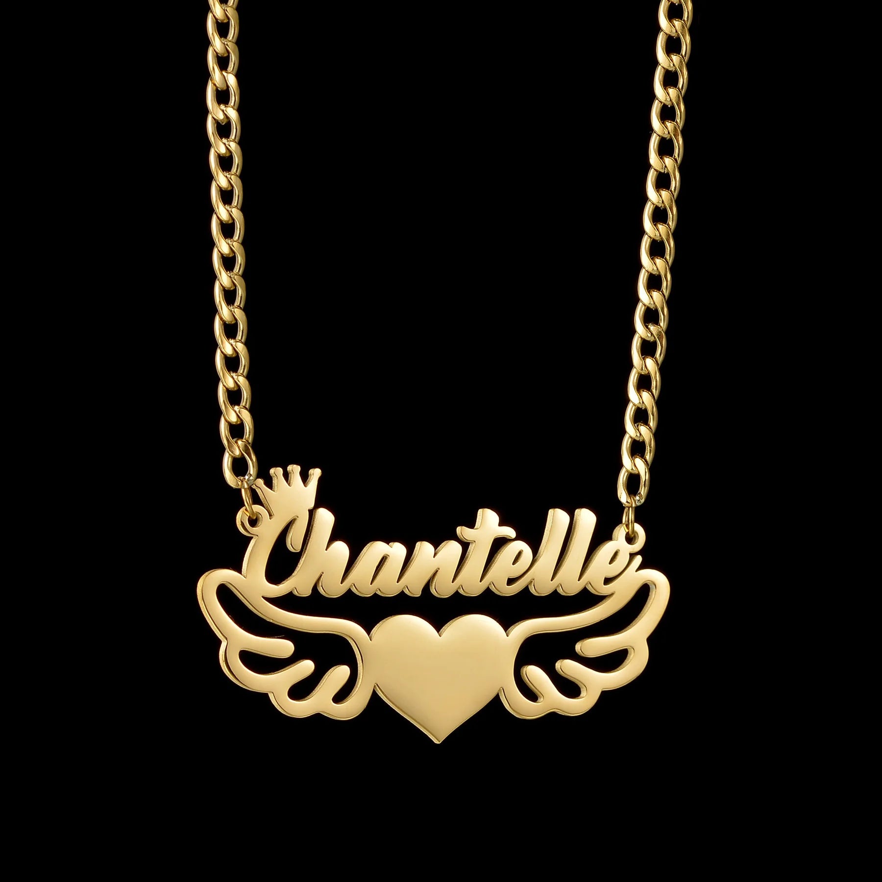 Atoztide Custom Name Necklaces Personalized Stainless Steel 4mm NK Cuban Thick Chain Pendant Letter for Women Jewelry Gift 