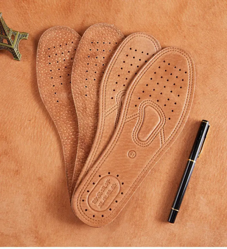 Real Cowhide Insole Leather Shoes Boots Shoe Inserts Soft Breathable Deodorant Anti-slip Template Shock Absorbing Insoles Sole