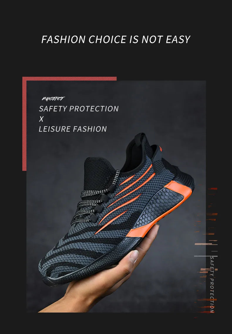 Men Work Safety Shoes Anti-puncture Protective Shoes Men Indestructible Work Shoes Men Boots Lightweight Breathable Safety Boots