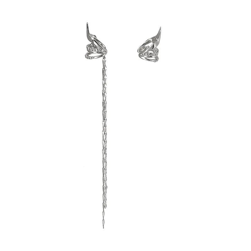 Elf Ear Clip Long Chain Tassel Clips Earrings for Women Geometric Ear Cuff No Piecing Earring Personality Jewelry Accessories