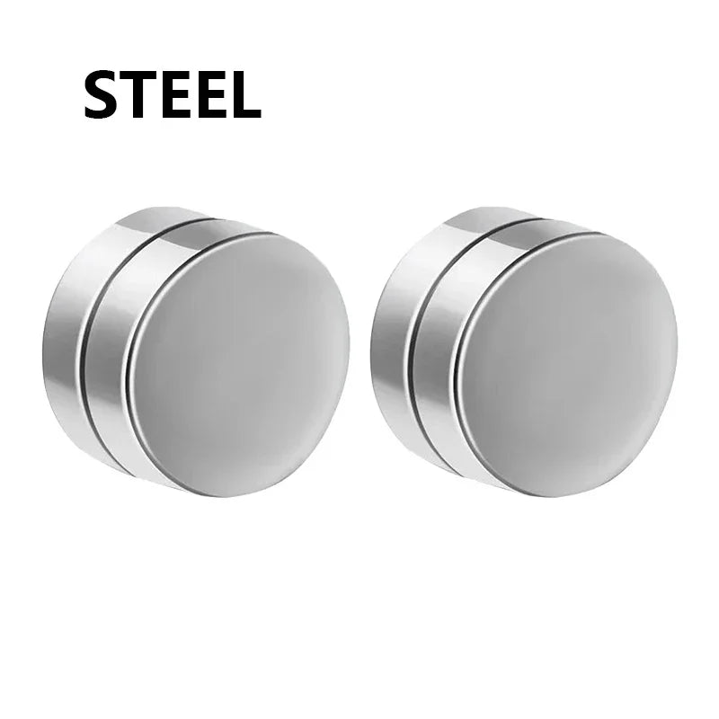 1 Pairs 6MM Stainless Steel Magnetic Stud Earrings for Men Women Non-Piercing Clip on Stud Earrings Set Non Piercing Jewelry