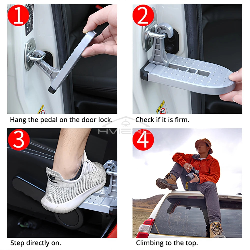 Auto Foldable Car Roof Rack Door Step Multifunction Universal Latch Hook Foot Pedal Aluminium Alloy Safety Accessories Kickstand