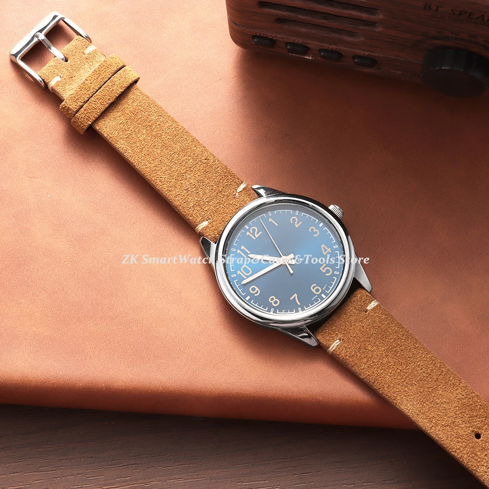 Wristband Soft Suede Leather Straps 14/16/18/20/22mm Vintage Red Watchband Quick Release Calfskin Bracelet Men Women Accessories