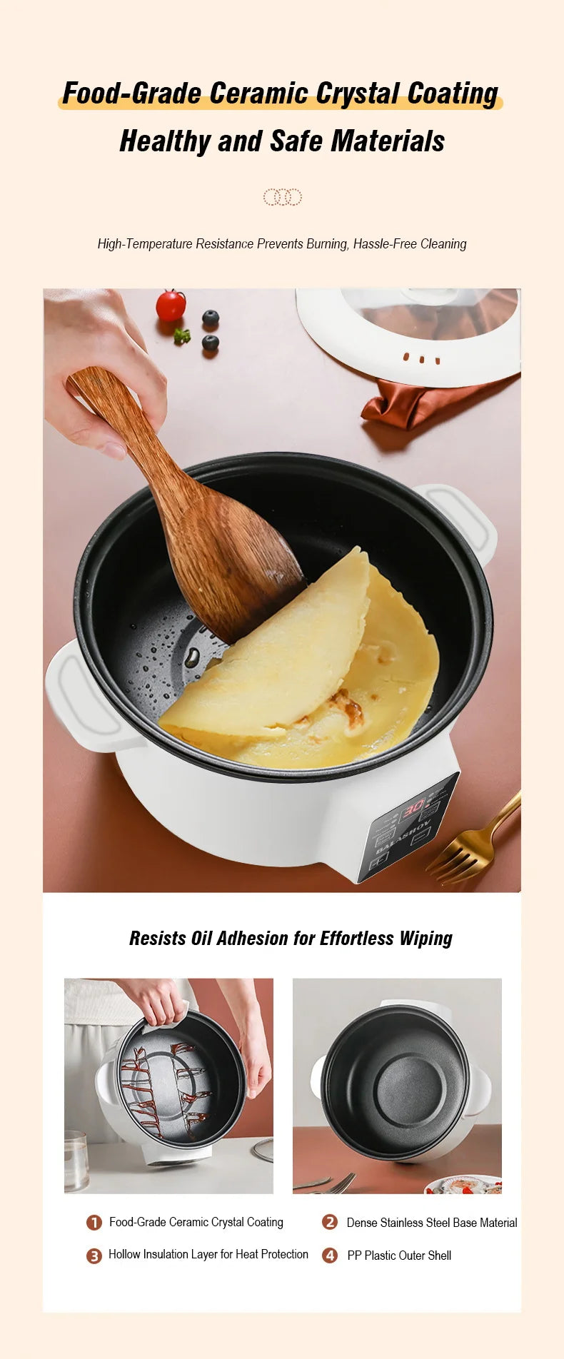220V Electric Cooker Non-stick Cooking 3.5L Hot Pot Multifunction Electric Cooker Smart Rice Pot For Home Electric Hot Pot
