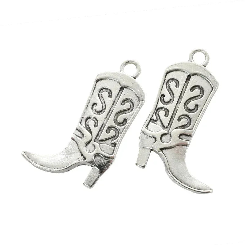 11pcs Mixed Antique Silver Western Cowboy Charms Alloy Boot Gun Hat Pendants For DIY Bracelet Earrings Necklace Jewelry Making