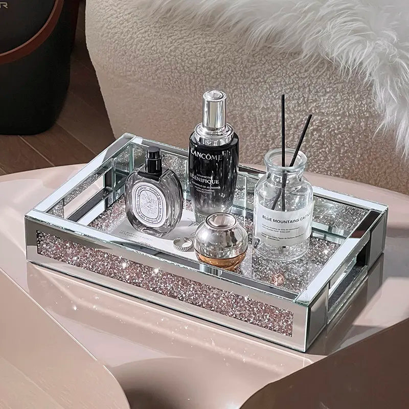 Luxury-inspired desktop skincare organizer, vanity perfume tray, and key holder