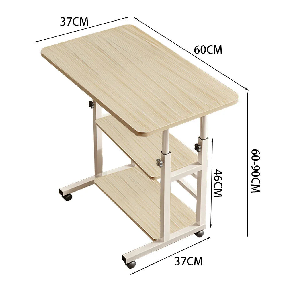 Bedroom Dormitory Movable Bedside Laptop Table Height Adjustable Bedside Table With Wheels Desk Tray Table