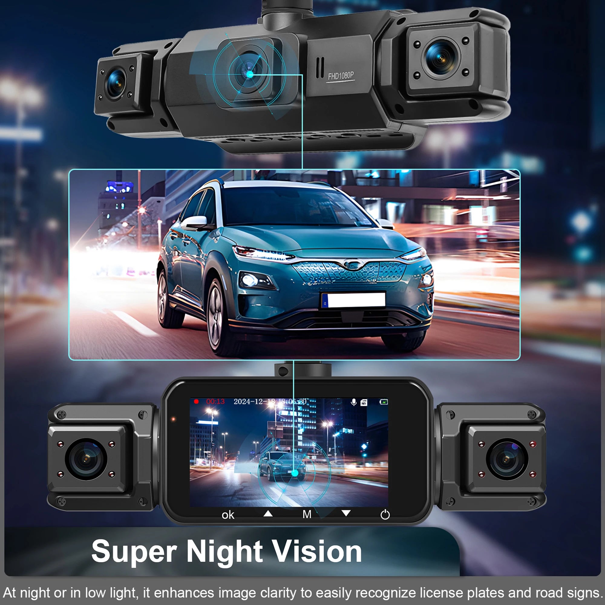 Dashcam for Cars 4 Channel Black Box WiFi Driving Camera FHD 1080P Night Vision Loop Recording Add Hardwire Kit Car Accessories