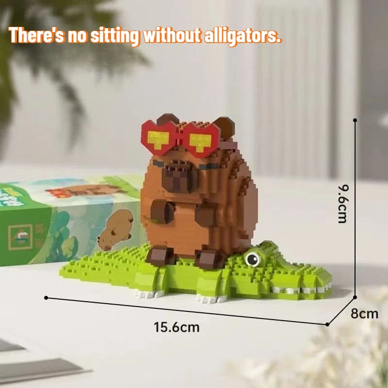 Lovely Cartoon Animals Capybara Micro Diamond Block Construction Model Building Bricks Educational STEM Toys For Kids Gift