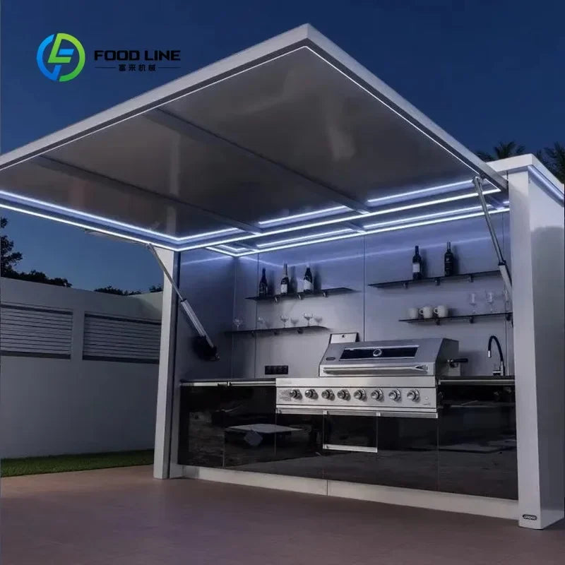 Customized Luxury Stainless Steel Outdoor Kitchen Cabinets with Full Cooking Equipment,Modular Outdoor Kitchen for Garden