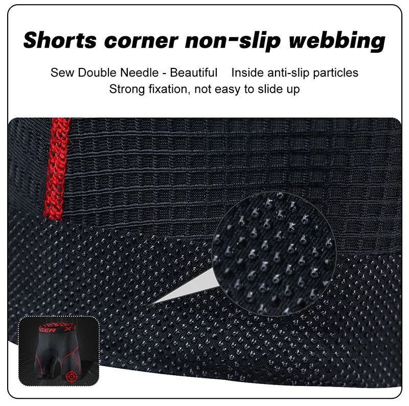 X-TIGER Cycling Underwear Men's Shorts 5D Padded Breathable Sports Riding Bike Bicycle MTB Liner Shorts with Anti-Slip Leg Grips