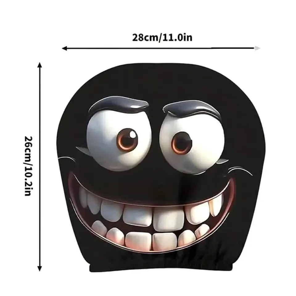 KEBIDUMEI 2pcs Smiley Face Printed Pillowcase Seat Headrest Washable Polyester Fabric Decorative Cushion Covers Car Accessories