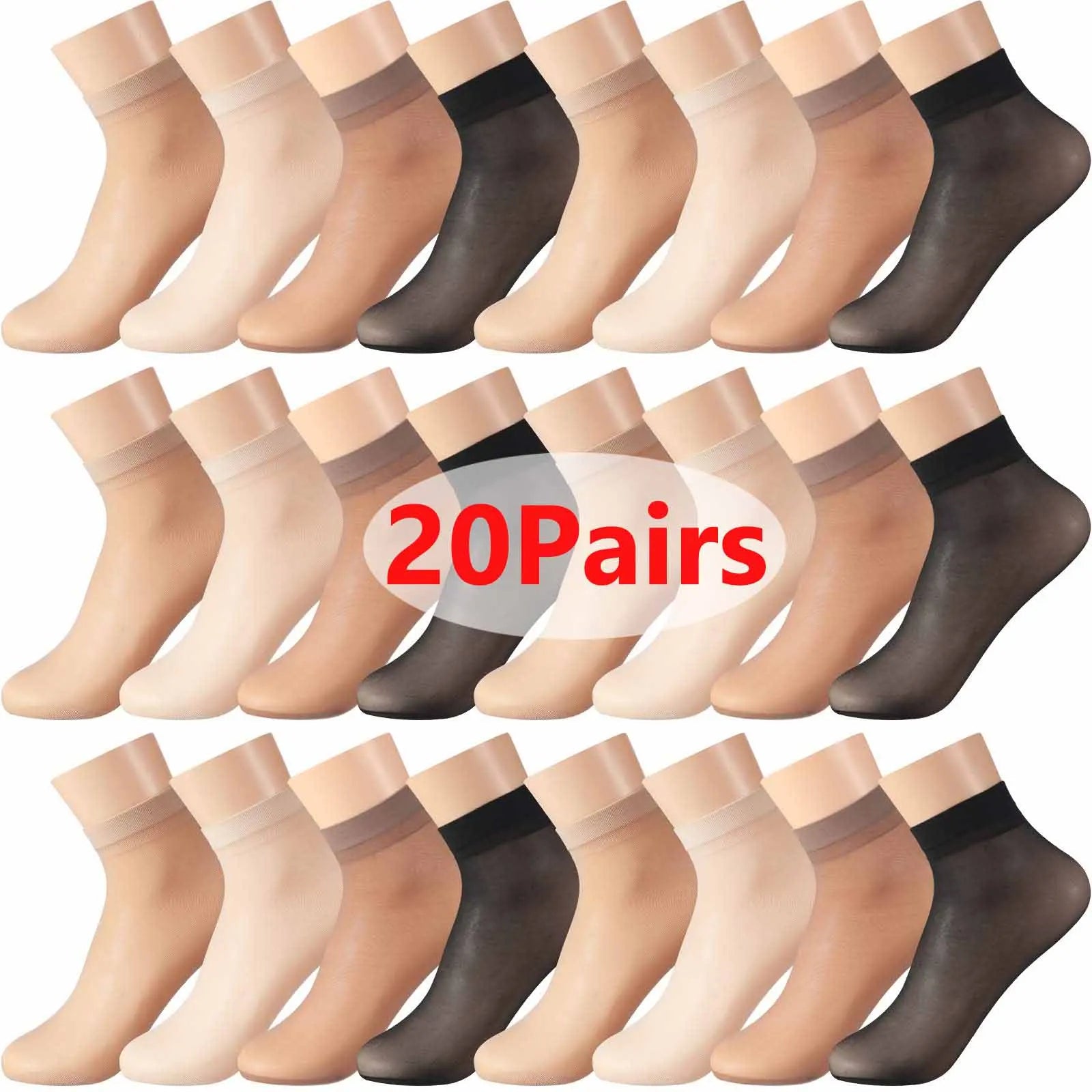 10pairs-50Pairs Transparent Summer Socks Ultrathin Women Nylon Ladies Female Short Ankle Meias Elastic Crystal Spring Silk Sox