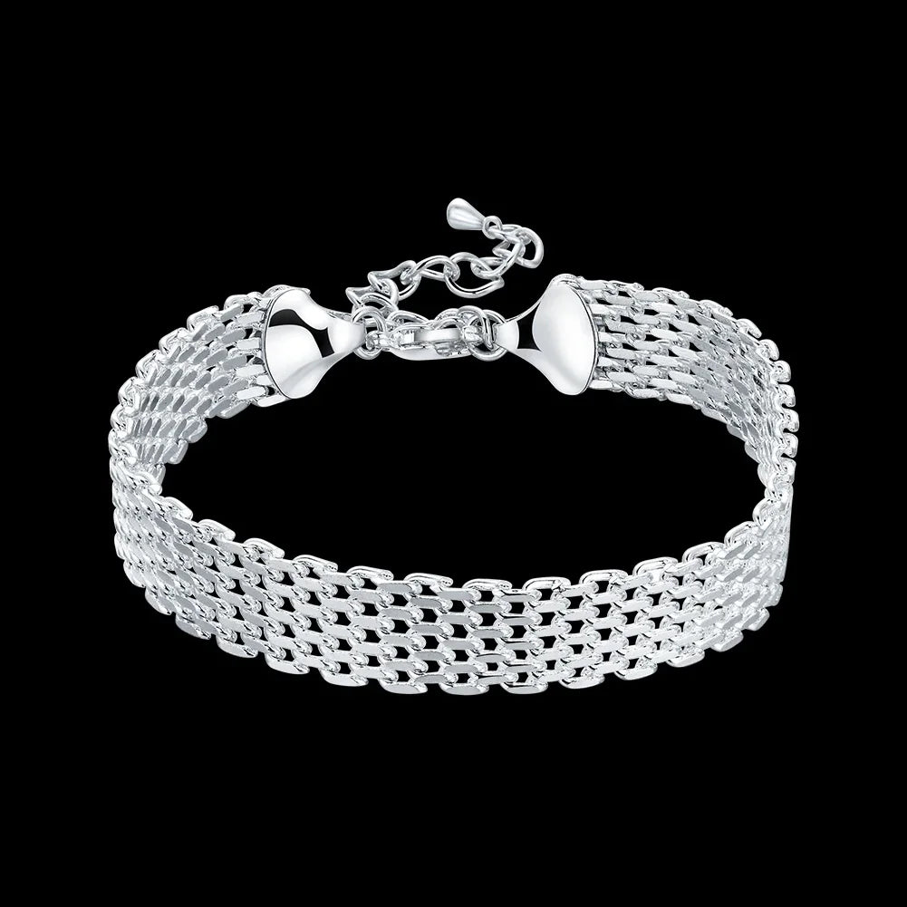 Fine Noble 925 Sterling Silver Solid Chain Bracelet For Women Men Charm Party Gift Wedding party Fashion Jewelry