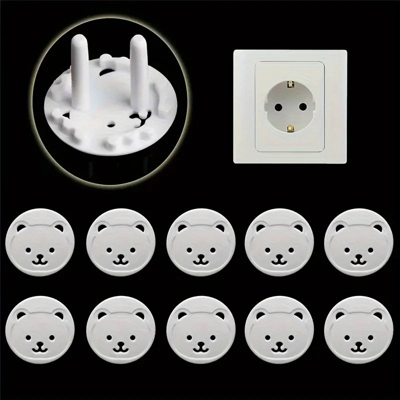 20-Pack European Standard Bear-Shaped Safety Socket Covers Korean Style Child Anti-Electric Shock Home Security Plug Protectors